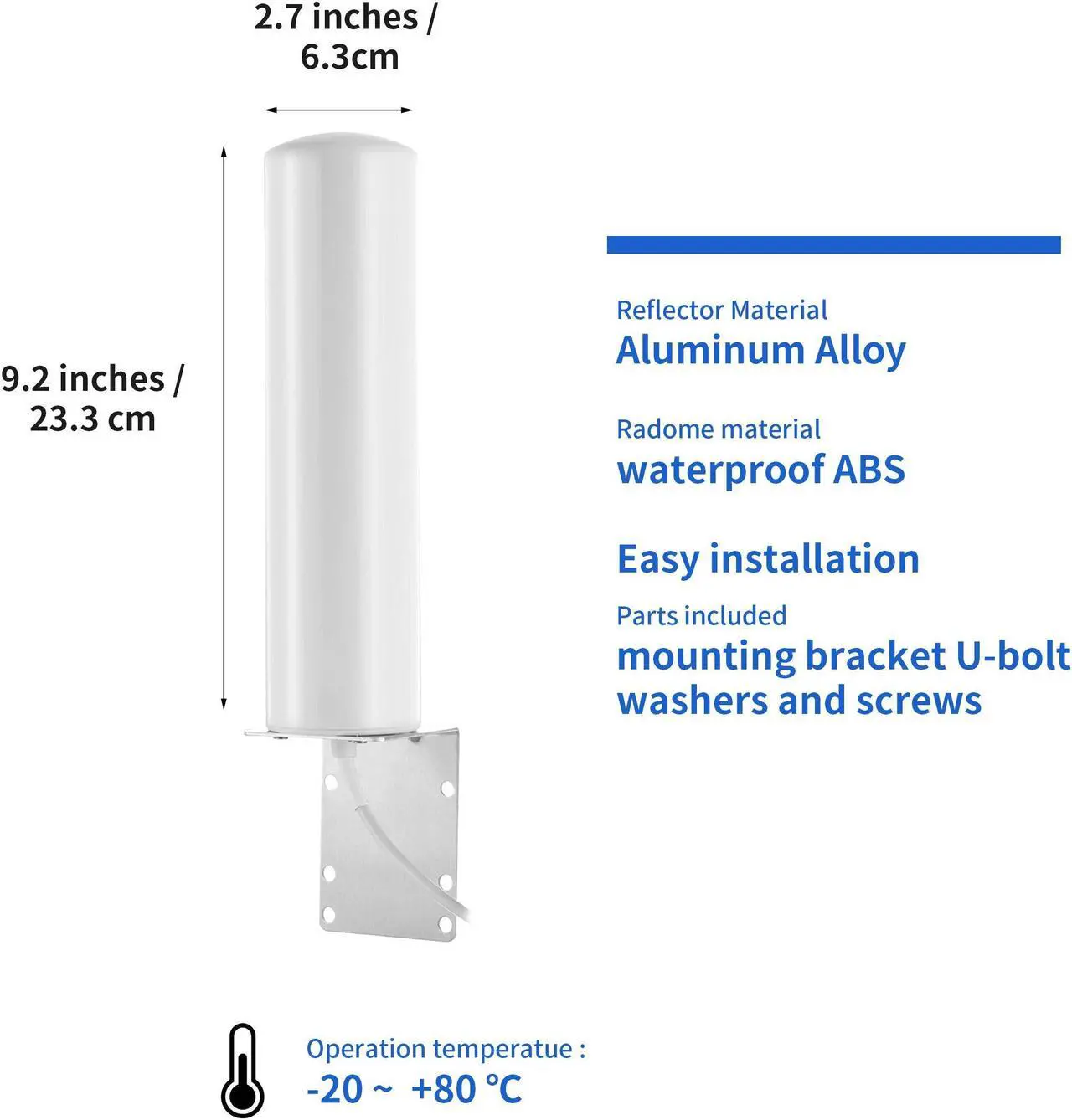 Alt view image 3 of 5 - High Gain 10-12dBi Dual SMA Male 698-2700 MHz 3G/4G LTE Omni-Directional Outdoor Pole/Wall Mount Antenna for Mobile Cell Phone Cellular 4G LTE Router Modem Gateway
