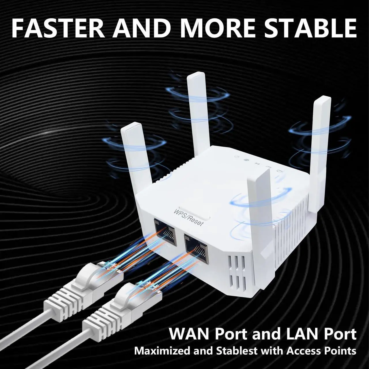 Alt view image 5 of 5 - WiFi Repeater Extender Signal Booster for Home - Rapid Setup 2.4GHz Long-Range Internet Booster, 300Mbps, WiFi Extender with Ethernet Port