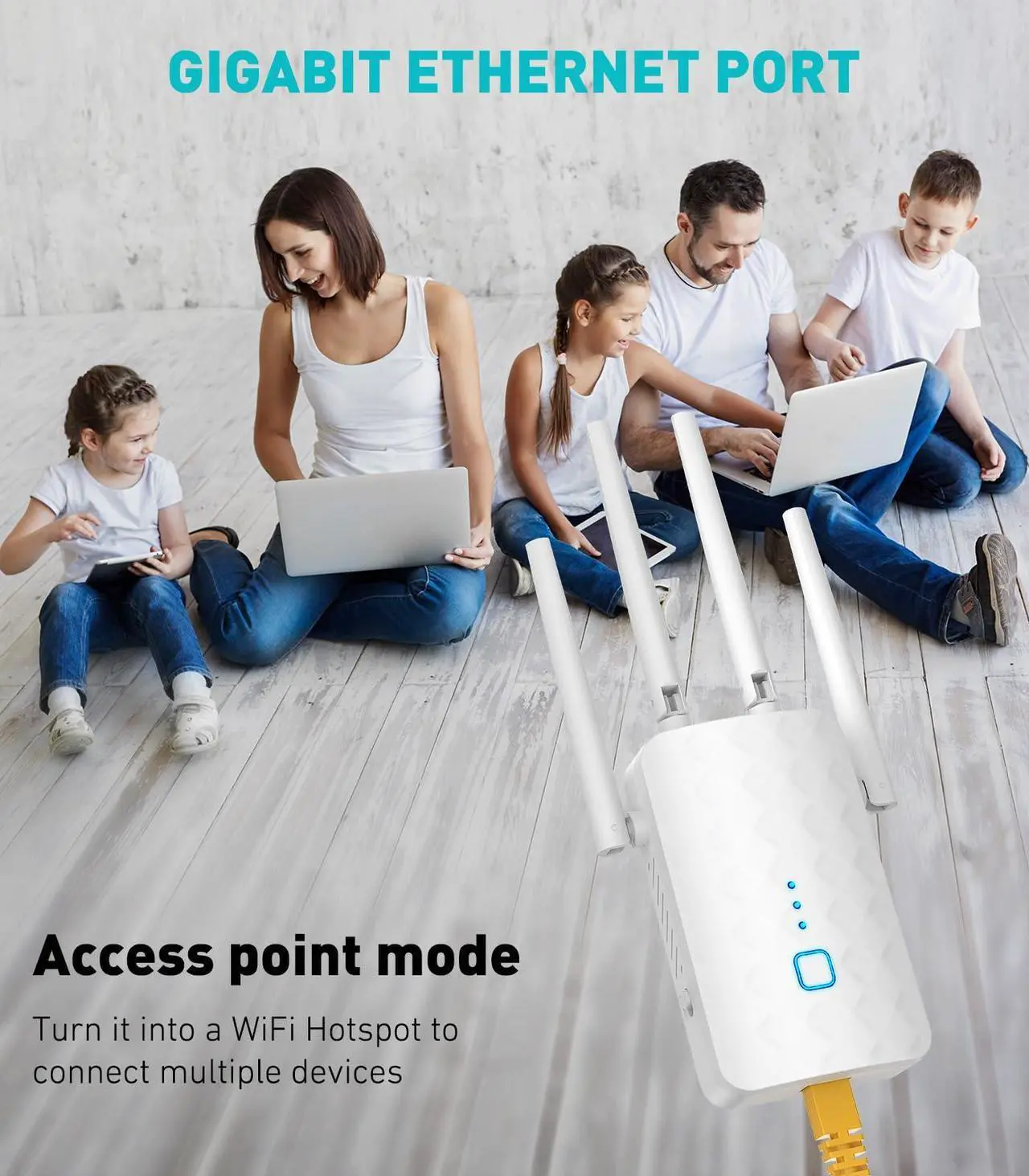Alt view image 4 of 5 - 1.2Gbps WiFi Extender, wifi extender signal booster for Home | Dual Band 5GHz&2.4GHz, 2024 Fastest, Broader Coverage Than Ever, Internet Booster WiFi Repeater w/Ethernet Port, Alexa/Fire TV Compatible