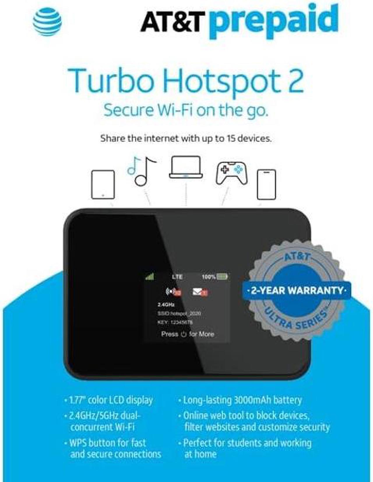 Alt view image 3 of 5 - AT&T Wi-Fi Turbo Hotspot 2, 256 MB, Black - Prepaid Hotspot, dual band