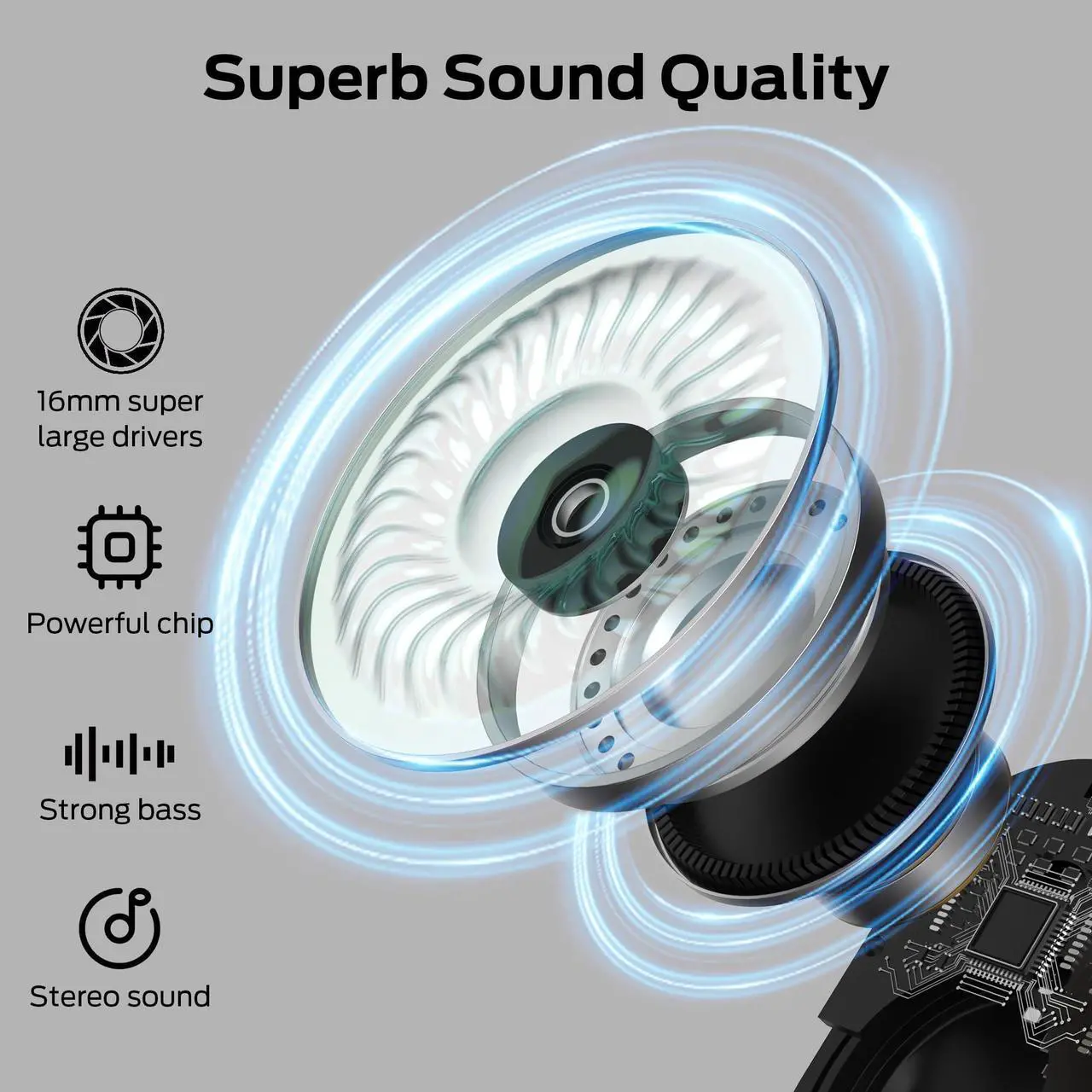 Alt view image 3 of 5 - Monster Open Free AC100 Open Ear Headphones, Bluetooth 5.3 Wireless Headphones with Earhooks, Immersive Stereo Sound by Dual Large Driver, Clear Talk, 30H Playtime,Waterproof Sport Earbuds for Running