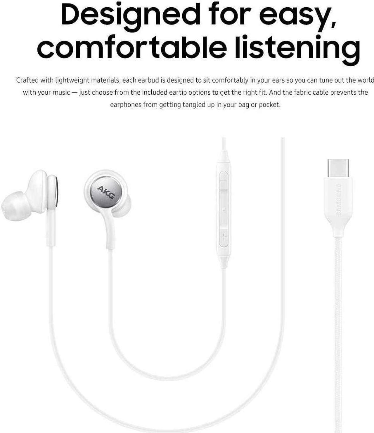 Alt view image 3 of 5 - UrbanX 2021 Type-C Stereo Headphones for Samsung Galaxy S21 Ultra 5G, Galaxy S20 FE, Galaxy A53 5G, M52, M53, A73 5G, Note 10, Note 10+ - with Microphone - 2 Pack with Carry Case
