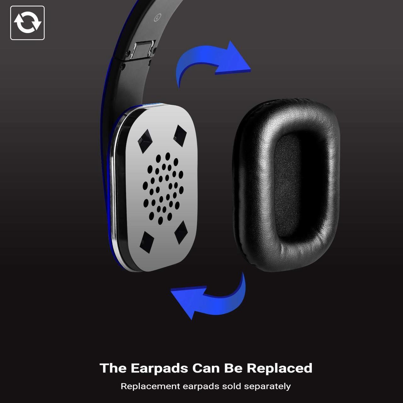Alt view image 2 of 5 - August EP650 Bluetooth Wireless Over Ear Headphones with aptX LL Low Latency/Multipoint/NFC / 3.5mm Audio in/Headset Microphone - Blue