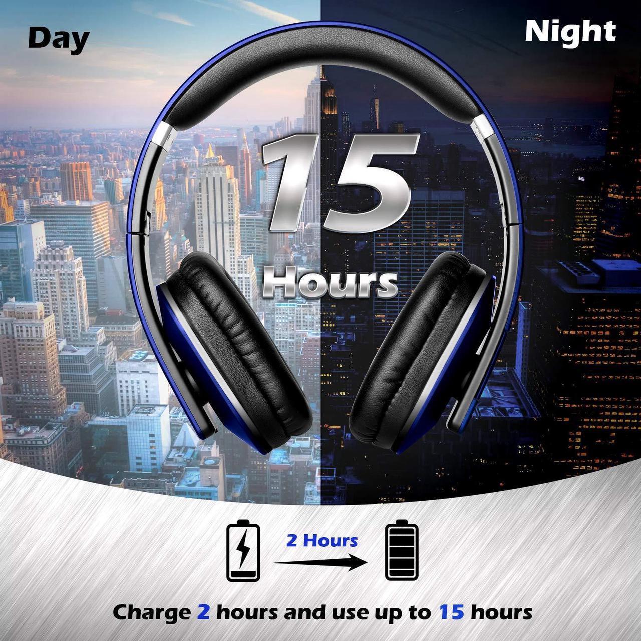 Alt view image 4 of 5 - August EP650 Bluetooth Wireless Over Ear Headphones with aptX LL Low Latency/Multipoint/NFC / 3.5mm Audio in/Headset Microphone - Blue