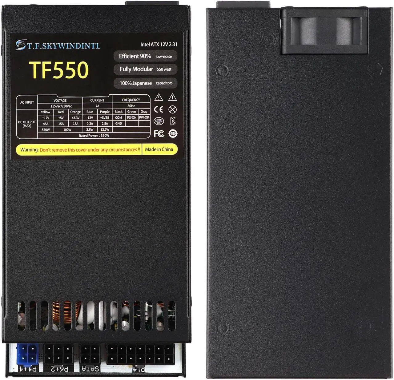 Alt view image 3 of 5 - Flex ATX 550W Power Supply Fully Modular PSU Full Voltage 110/220V AC Full Power for POS AIO System Desktop Gaming Server Small Form Factor Mini ITX Computer Power Supplies (TF550B)