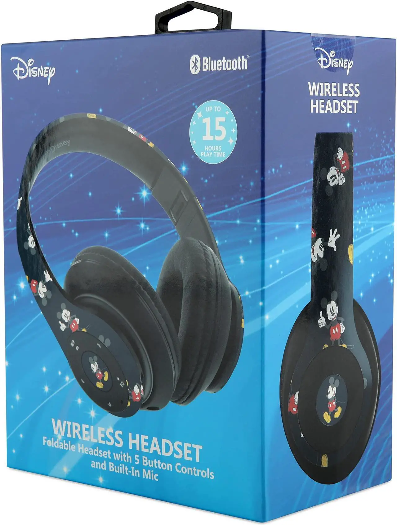 Alt view image 5 of 5 - Disney Mickey Mouse Bluetooth Headphones Over Ear, Wireless and Wired Foldable Headset Built-in Microphone - Birthday Gift Adults Kids - Audifonos Auriculares Inalambricos