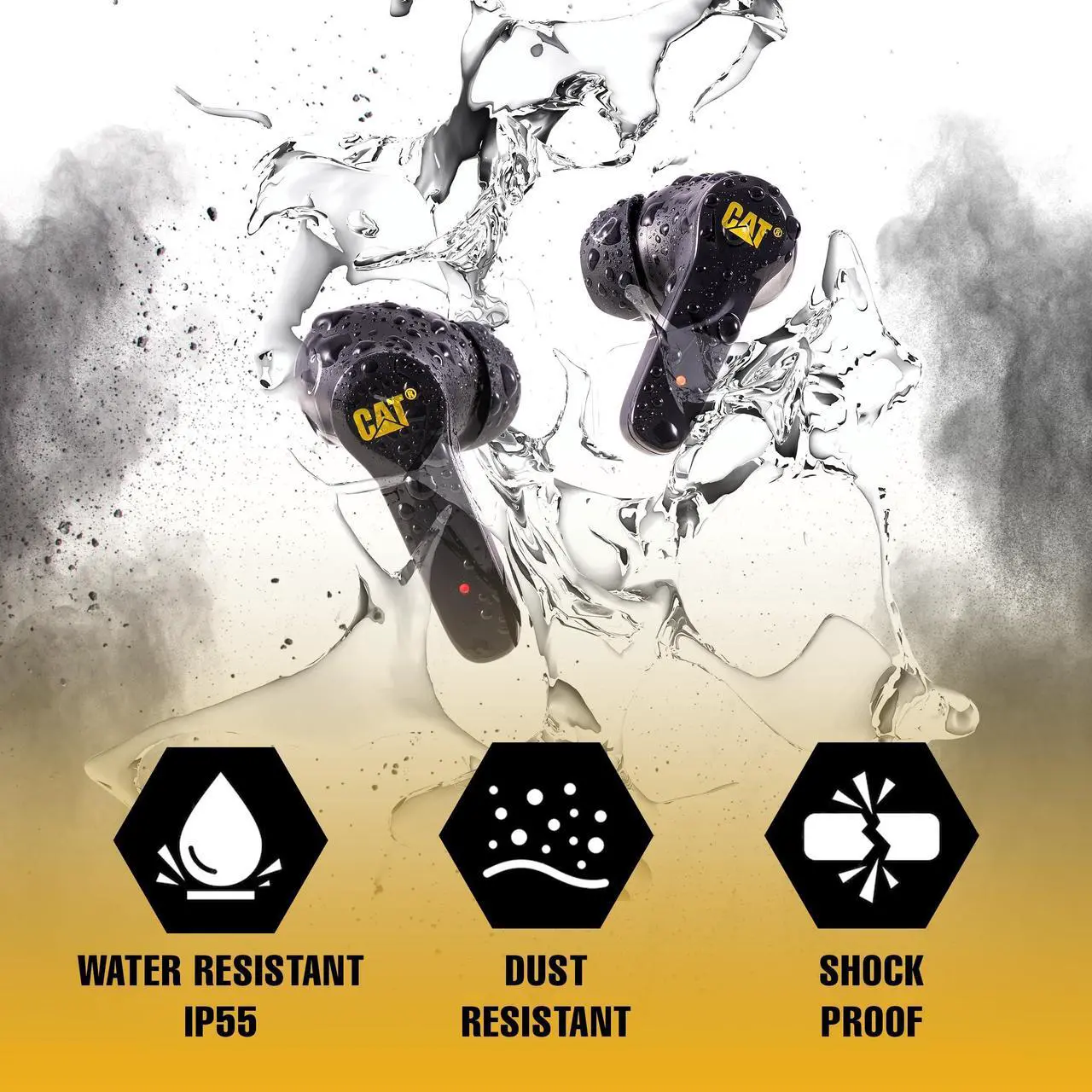 Alt view image 4 of 5 - CAT BLUETOOTH NOISE CANCELING EAR BUDS- Rugged Wireless Earbuds for Tough Jobs - Dust Proof, Shock Proof, Water Resistant Earbuds for Working Out - Bluetooth Headphones Compatible with Apple, Android