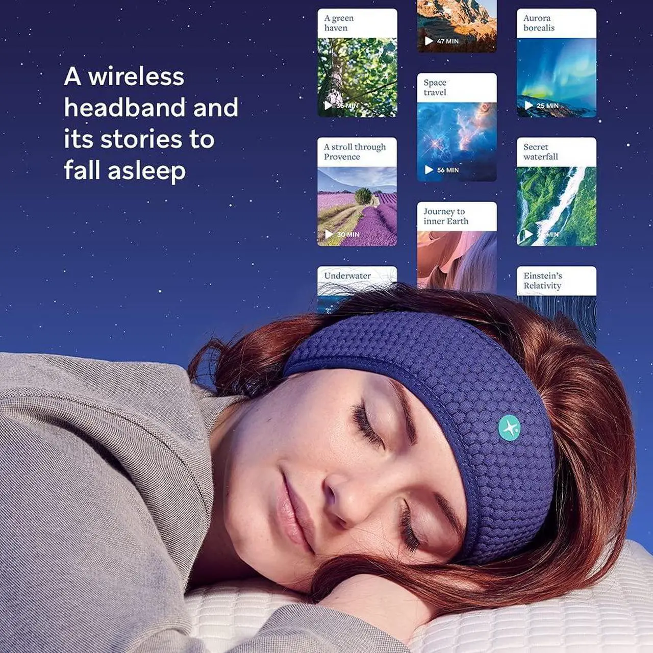 Alt view image 2 of 5 - HoomBand | Bluetooth Sleep Headphones | Headband for Sleep, Travel, Meditation | Free Access to Hypnotic Stories and Sounds created by Sleep Experts | Charging Cable Included