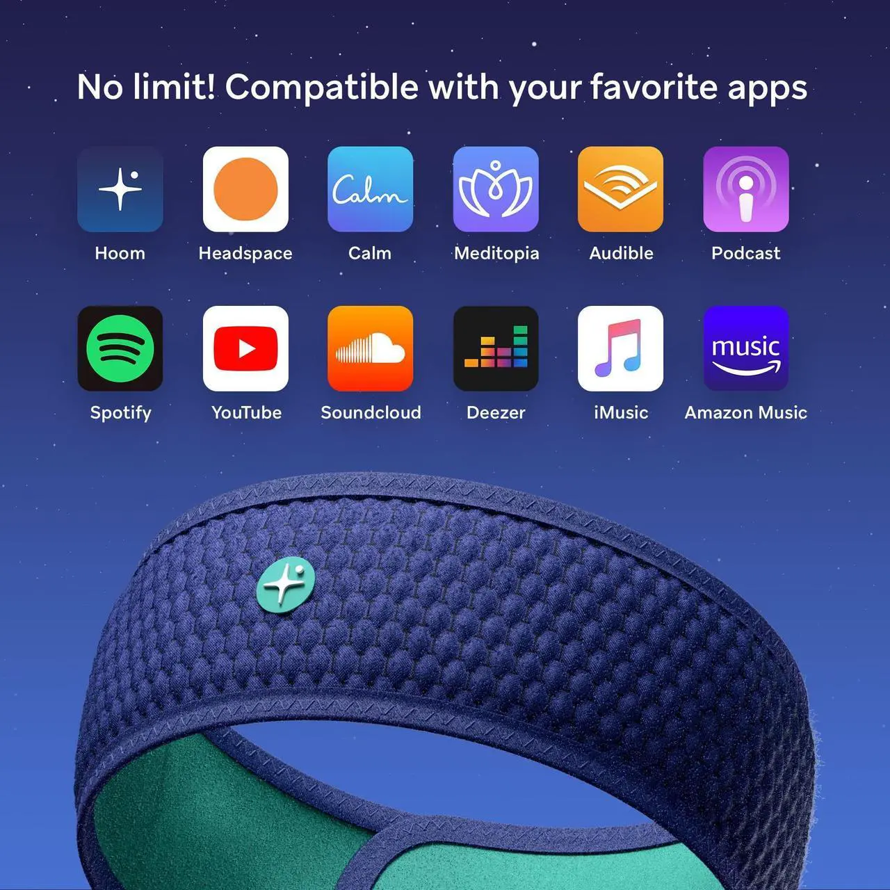 Alt view image 3 of 5 - HoomBand | Bluetooth Sleep Headphones | Headband for Sleep, Travel, Meditation | Free Access to Hypnotic Stories and Sounds created by Sleep Experts | Charging Cable Included