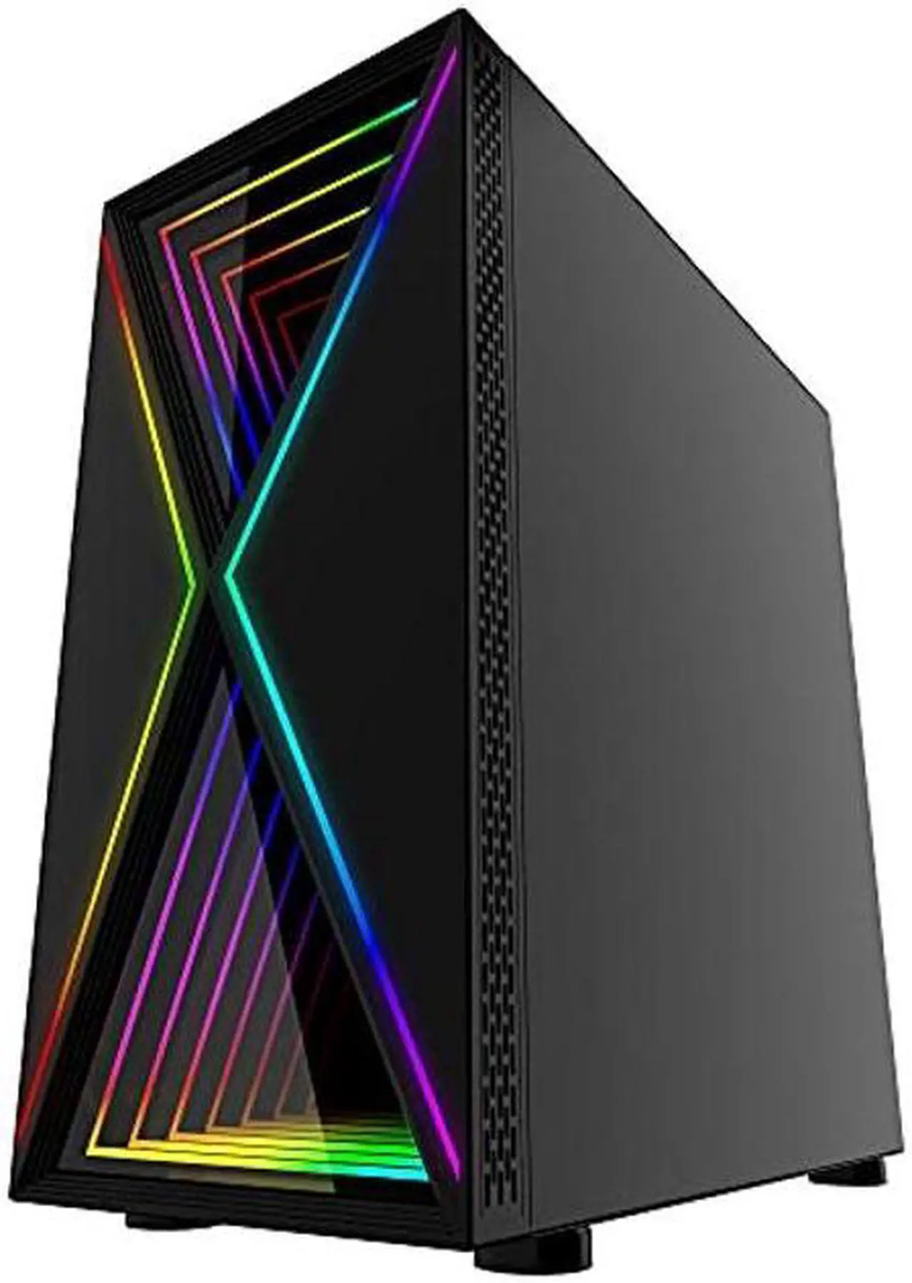Alt view image 3 of 5 - Bgears b-BlackWidow-RGB Black Gaming PC ATX case, Special Ripple effect Front Panel, Tempered Glass side. 2 x USB3.0, 3 x PWM 120mm ARGB Fans, Fan Controller with Remote, Support up to EATX board
