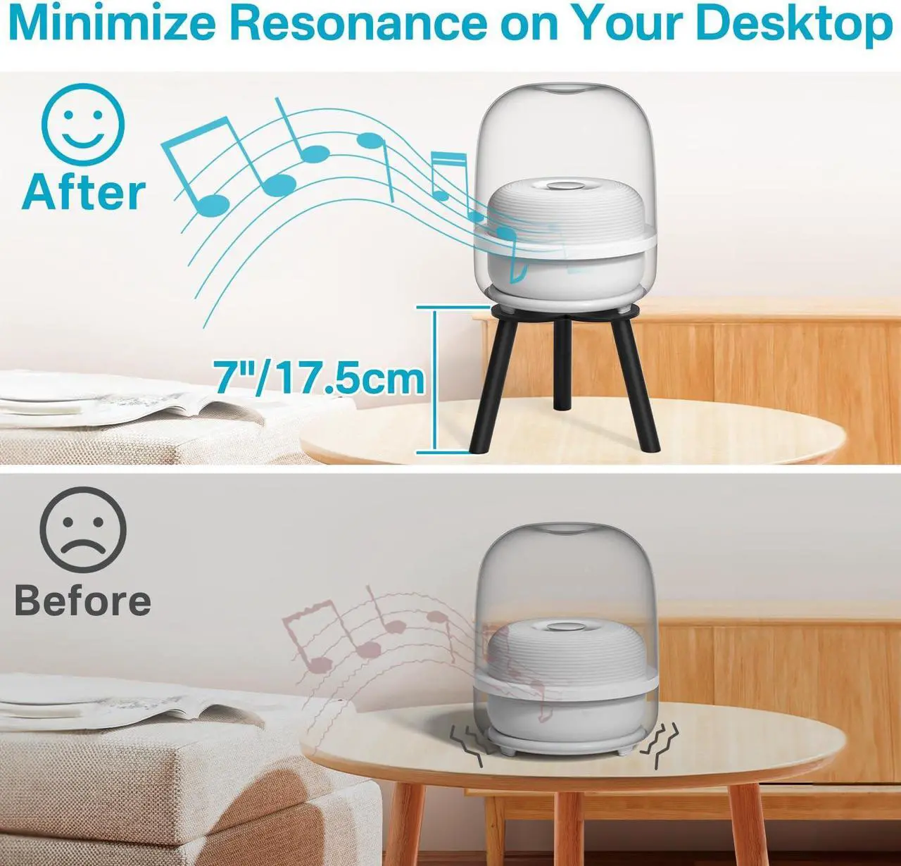 Alt view image 4 of 5 - Premium Desktop Speaker Stand for Harman Kardon Aura Studio 3, Aura Studio 4, SoundSticks 4 Bluetooth Speaker Desk Stand - Anti Vibration Desk Table Stand for Harman Kardon for Surround Sound