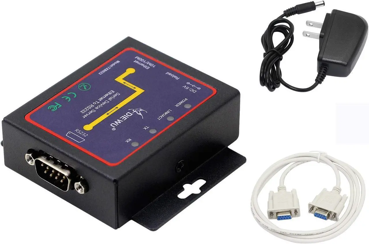Main image of CERRXIAN RS232 to Ethernet Serial Device Server, 1 Port RS 232 DB9 Serial to Ethernet TCP IP Device Server Converter