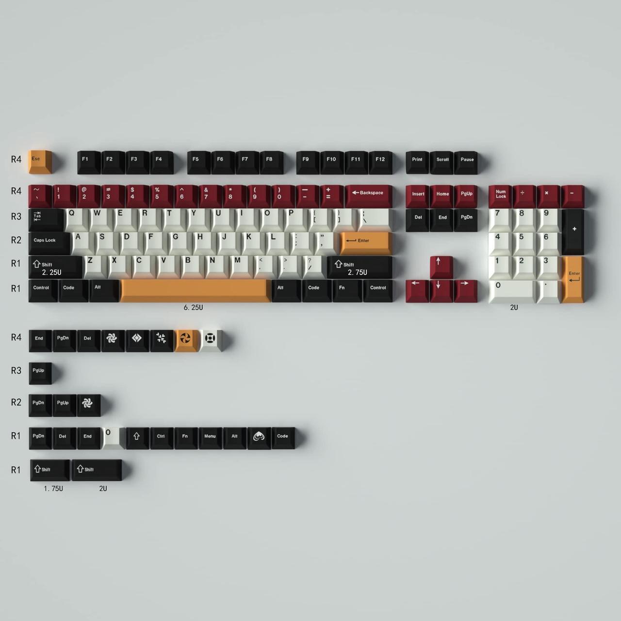 Main image of mintcaps PBT Black White Keycaps Cherry Profile Keycap Set 129 Keys Dye-Sub Custom Keyboard Keycaps for 61 64 68 84 87 96 104 Cherry Gateron MX Switches Mechanical Keyboards