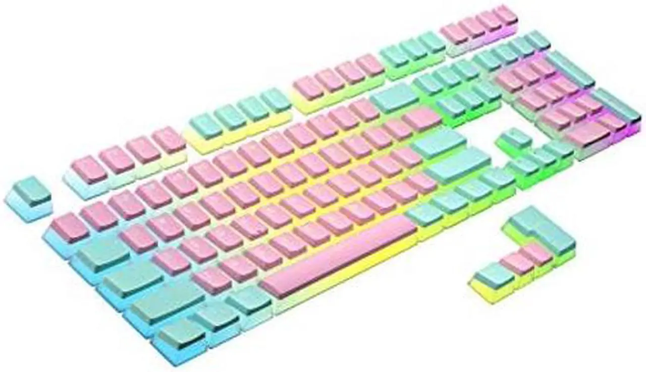 Main image of Ranked Pudding PBT Keycaps | 112 Double Shot Translucent ANSI US & ISO Layout | OEM Profile for RGB Mechanical Gaming Keyboard (Miami Vice)