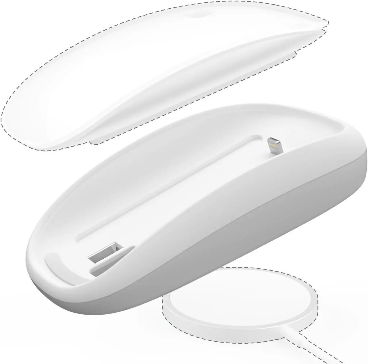 Main image of TATOFY for Magic Mouse 2 Grip with Wireless Charging Support, Magic Mouse 2 Charger, Magic Mouse Ergonomic Grip & Mouse Base (White + Gray)