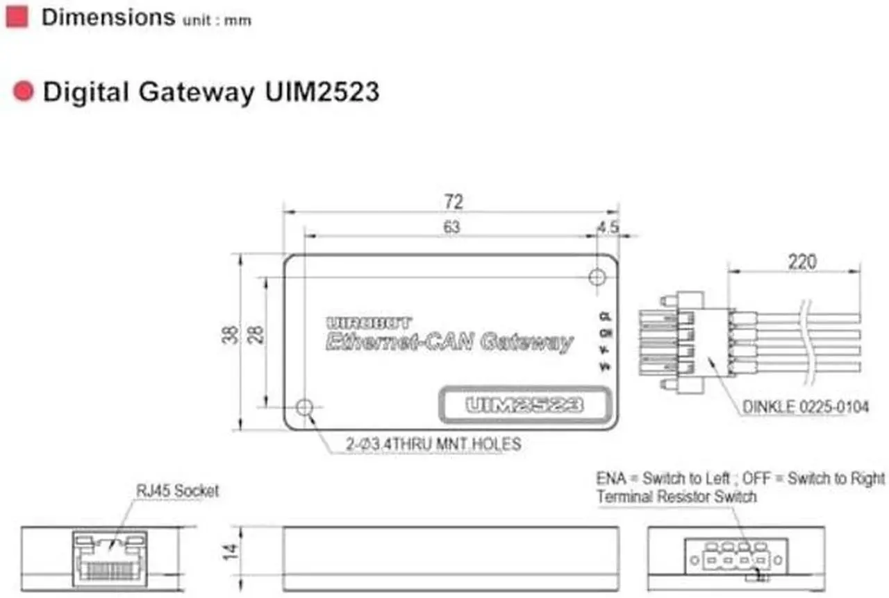 Alt view image 4 of 5 - UIROBOT Serial Adapters Ethernet TCP and CAN Bus System Control Converter Gateway, Wide Voltage Input 12~48VDC, CAN Bus 3000V Isolation, Aluminum Case