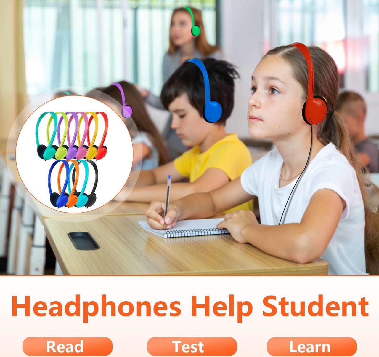 Alt view image 5 of 5 - ZNXZXP 30 Pack Class Set Headphones for Kids Students School Classroom Headphones Bulk Over The Ear Adjustable with 3.5 mm Jack for Library Children Adults Office Gifts (10 Mixed Colors)