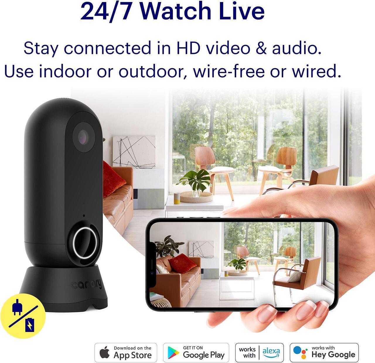 Alt view image 2 of 5 - Canary Flex Outdoor Indoor Home Security Camera HD WiFi IP | 24/7 Watch Live Video, Weatherproof, Wire-free & Wired, Motion Alerts, Two-Way Talk, Night Vision, 10x Zoom, Works with Alexa & more