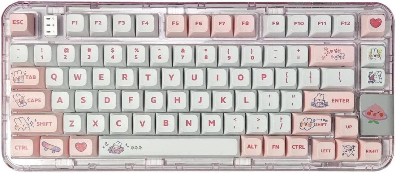 Main image of Cmokifuly Animal Rabbit Keycaps XDA Profile Custom Cute Bunny Keys for Mechanical Keyboard,130 Keys Keycaps Set PBT Dye Sublimation Keycaps (Bunny Pink)