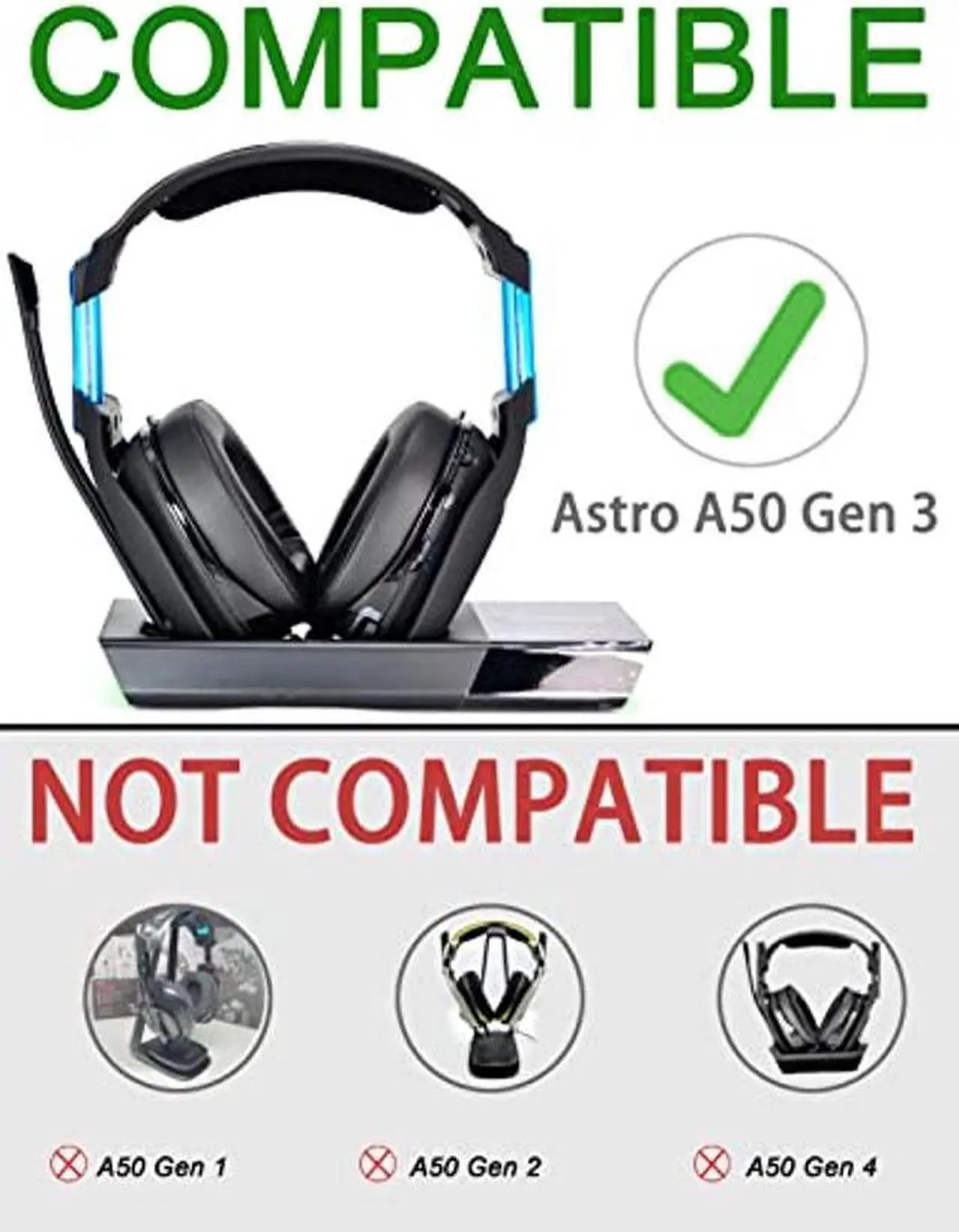 Alt view image 2 of 5 - A50 Gen 3 Mod Kit - defean Replacement Earpads and Headband Compatible with Astro A50 Gen 3 Headset,Ear Cushions, Upgrade High-Density Noise Cancelling Foam, Added Thickness (Black Silky Cool Fabric)