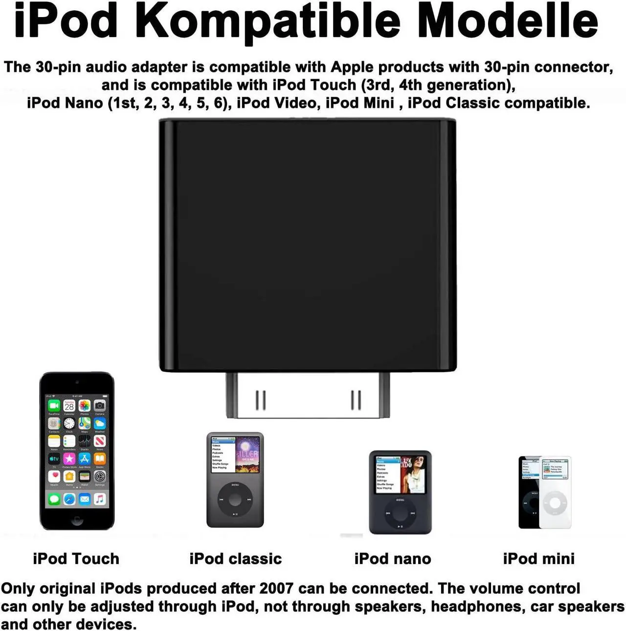 Alt view image 4 of 5 - Bluetooth Transmitter for iPod Classic, Plug-and-Play Bluetooth Adapter Connector for iPod Classic 160gb, Bluetooth Adapter Compatible with iPod Classic and iPod Nano (Black)