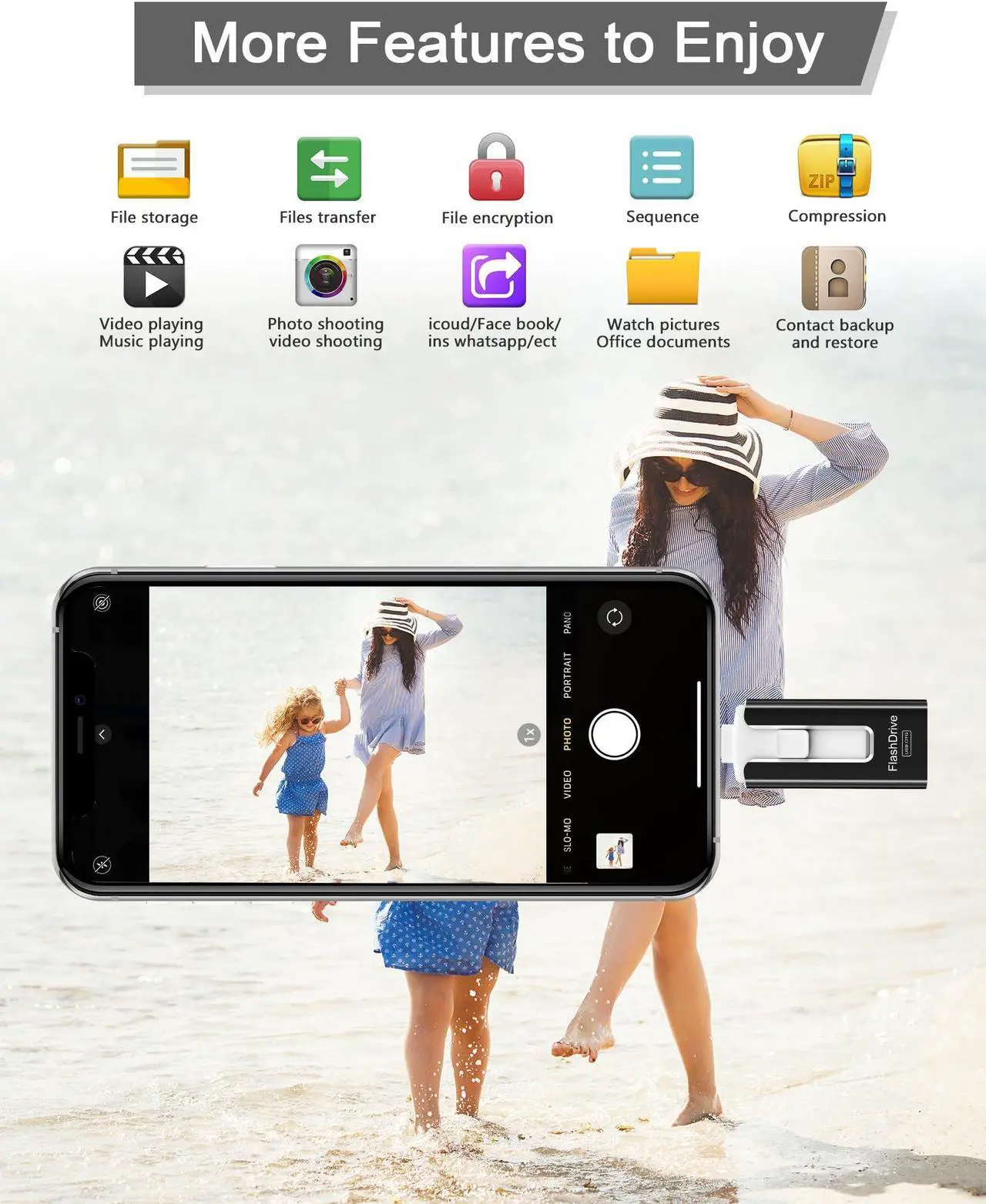 Alt view image 4 of 5 - USB Flash Drive 512GB, Photo Stick Memory External Data Storage Thumb Drive Compatible for Phone, Pad, Android, PC and More Devices (Black)