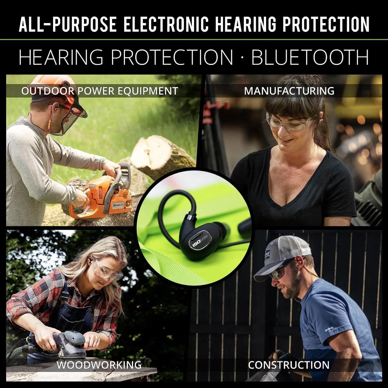 Alt view image 2 of 5 - ISOtunes PRO 2.0 Bluetooth Earplug Headphones, 27 dB Noise Reduction Rating, 16+ Hour Battery, IP67 Durability, Noise Cancelling Mic, OSHA Compliant Professional Hearing Protector (Matte Black)