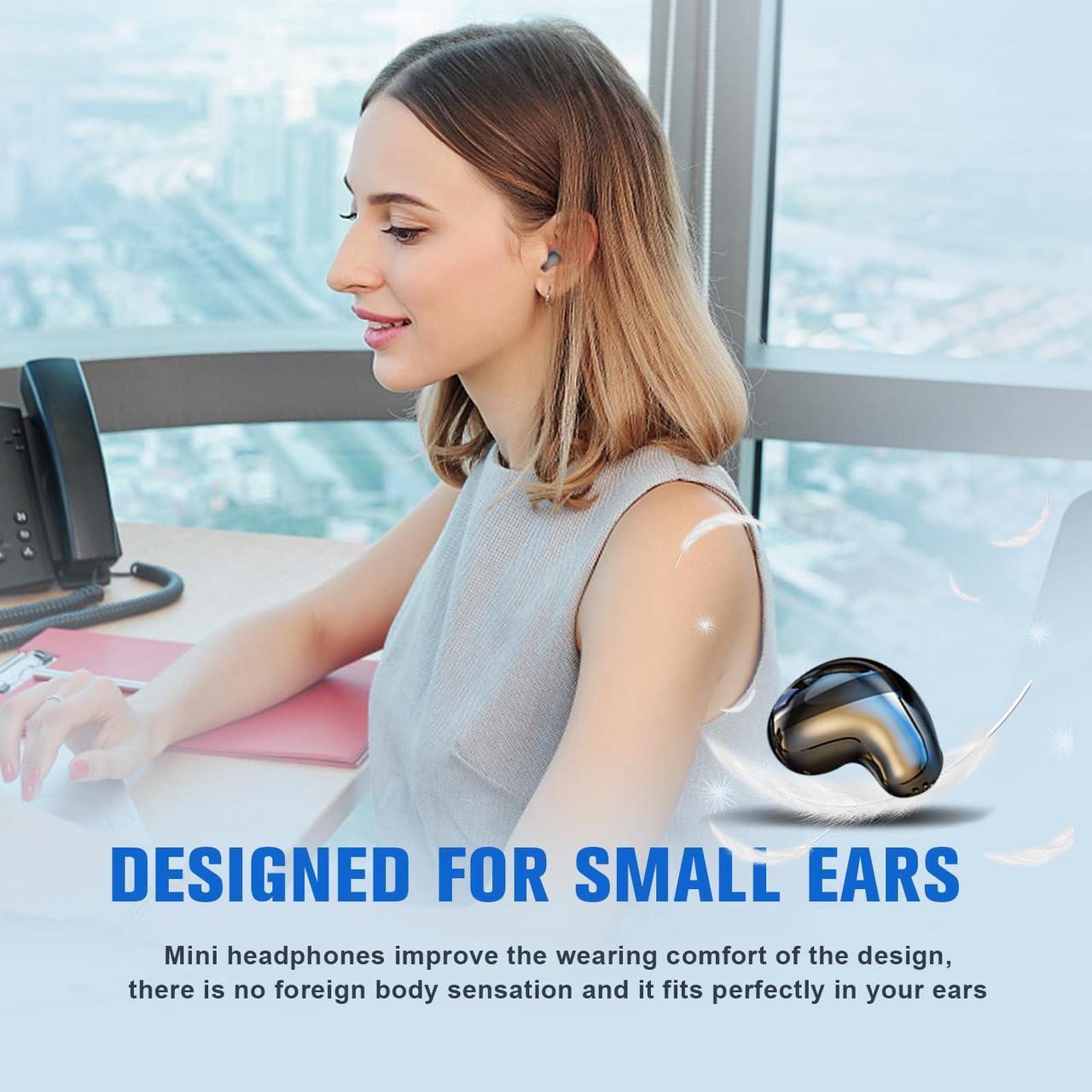 Alt view image 4 of 5 - Invisible Smallest Mini Earbuds Wireless Bluetooth Ear Buds for Small Ears Canals, Discreet Low Profile Spy Earpiece Wireless Tiny Micro Hidden Earbuds with Microphone Small Headphones for Work-Black