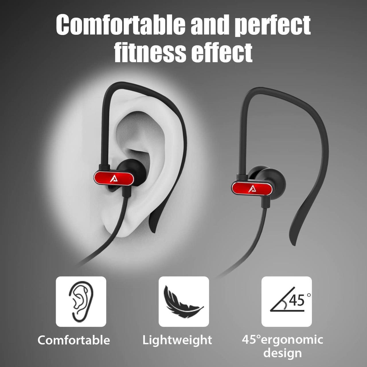 Alt view image 3 of 5 - ADPROTECH Lightning Headphones iPhone Earbuds with Ear-hook Sports Earphones for iPhone 14 13 12 11 Pro Max iPhone X XS Max XR MFi Certified with Mic Red
