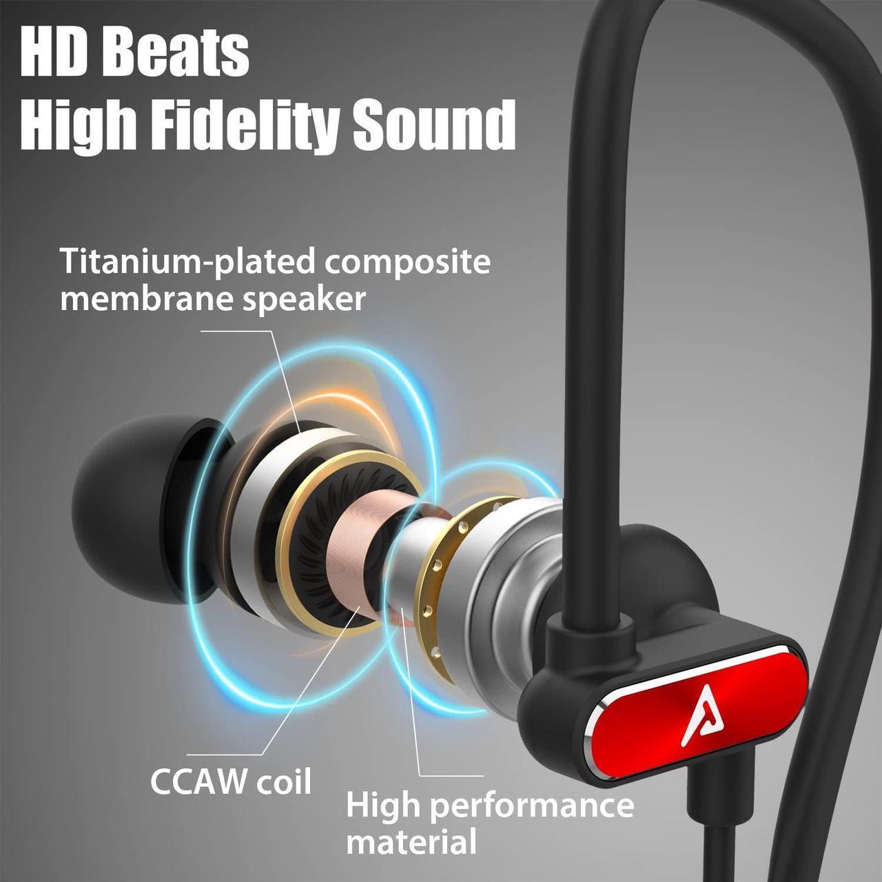 Alt view image 5 of 5 - ADPROTECH Lightning Headphones iPhone Earbuds with Ear-hook Sports Earphones for iPhone 14 13 12 11 Pro Max iPhone X XS Max XR MFi Certified with Mic Red