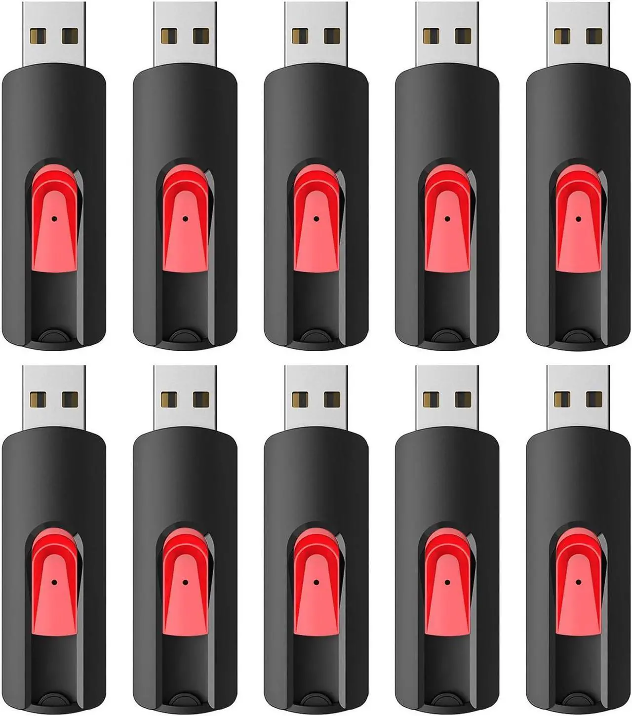 Main image of RAOYI 10Pcs 8GB USB Flash Drives Slide Retractable Memory Stick Bulk USB 2.0 Thumb Drive Jump Drive Zip Drive USB Sticks Data Storage Backup for PC Mac (8G, Red)