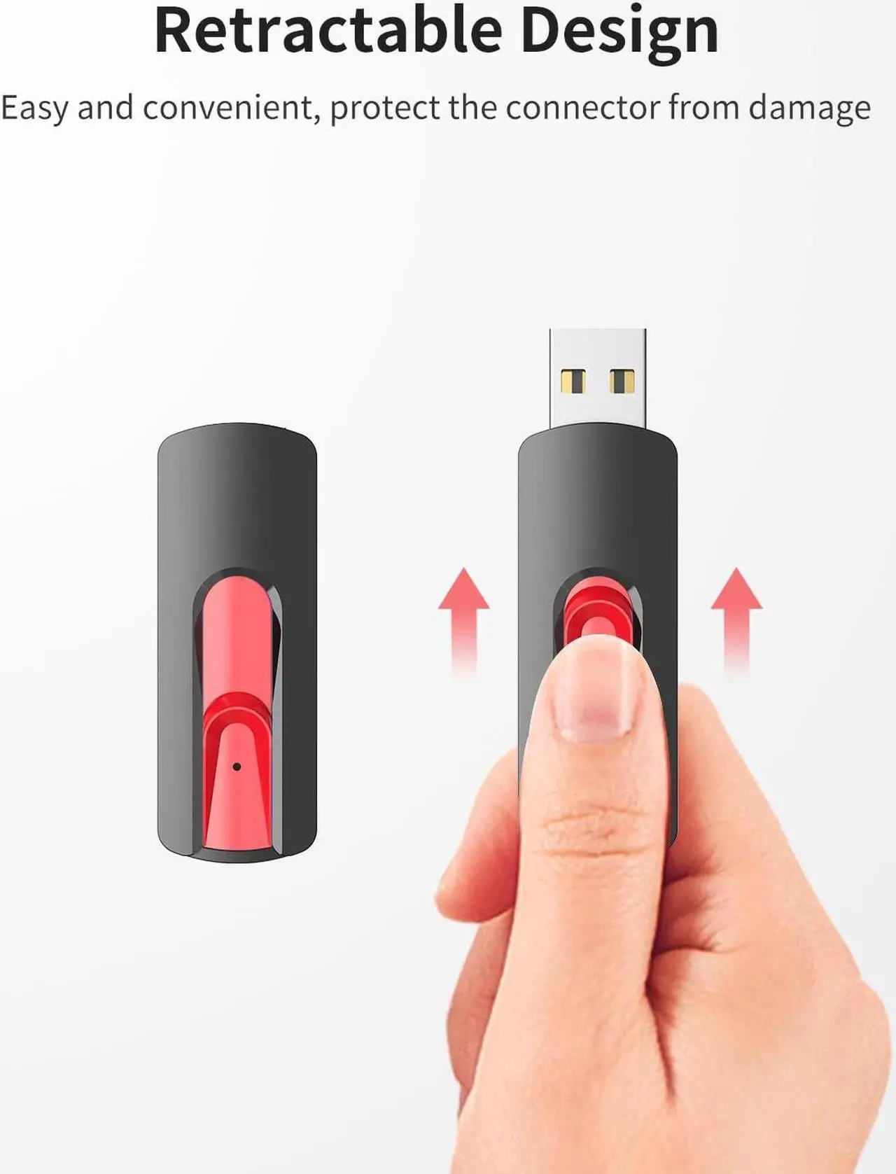 Alt view image 5 of 5 - RAOYI 10Pcs 8GB USB Flash Drives Slide Retractable Memory Stick Bulk USB 2.0 Thumb Drive Jump Drive Zip Drive USB Sticks Data Storage Backup for PC Mac (8G, Red)