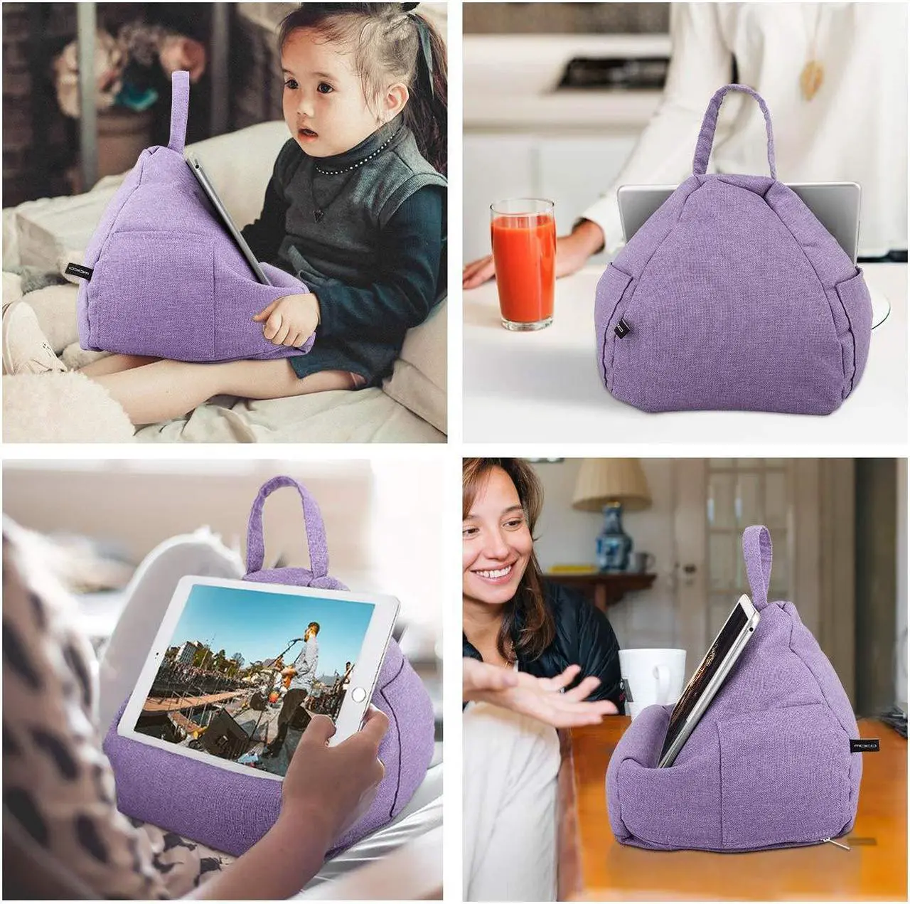 Alt view image 2 of 5 - MoKo Tablet Pillow Stand, Lap Pillow Bed Sofa Soft Cushion Holder Xmas Gift for Phones Tablets Up to 11", Fit iPad 10th, iPad Pro 11 2022, iPad Mini 6, iPad Air 4/3, Tab S6/S7 11" - Light Purple