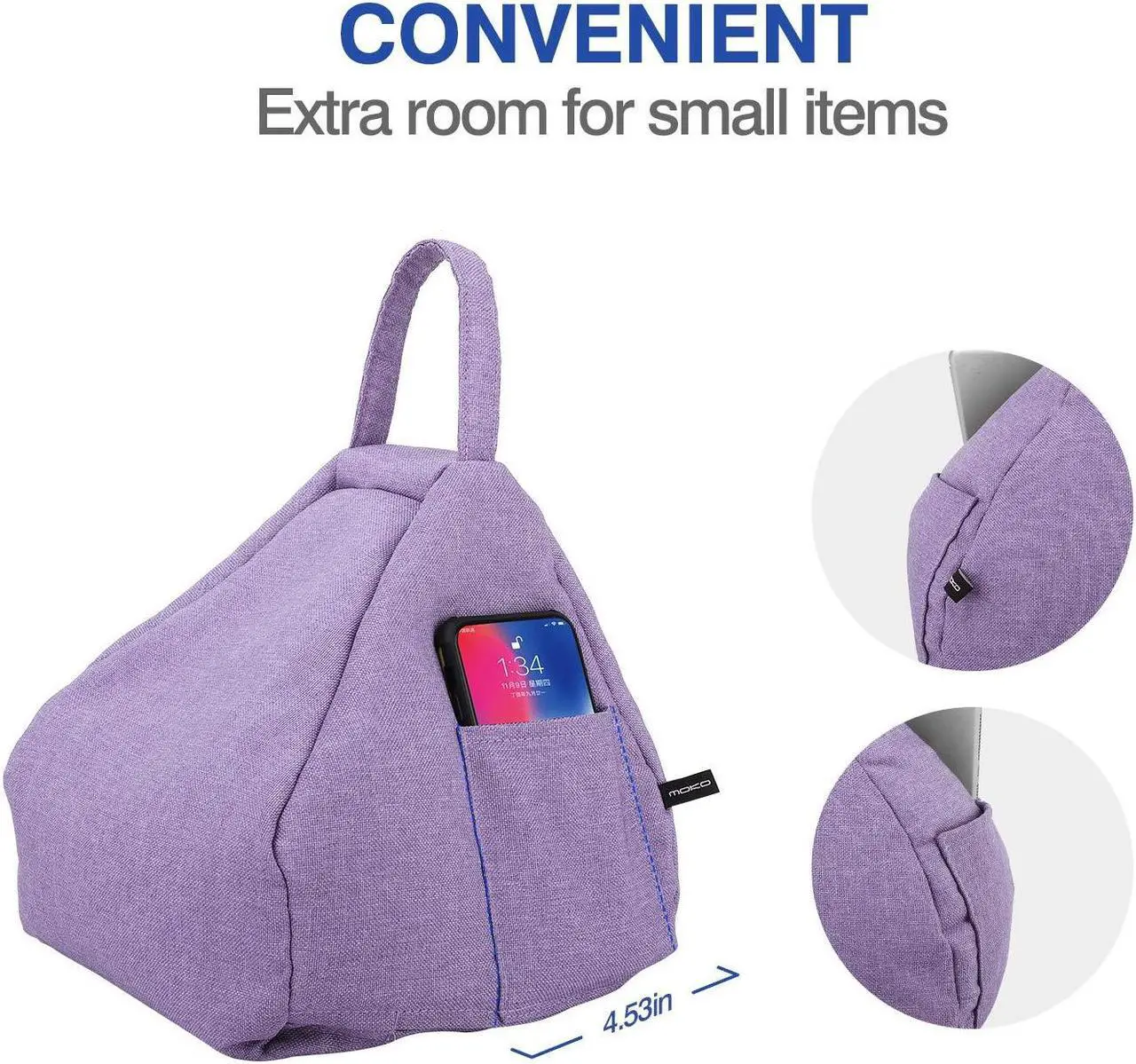 Alt view image 5 of 5 - MoKo Tablet Pillow Stand, Lap Pillow Bed Sofa Soft Cushion Holder Xmas Gift for Phones Tablets Up to 11", Fit iPad 10th, iPad Pro 11 2022, iPad Mini 6, iPad Air 4/3, Tab S6/S7 11" - Light Purple