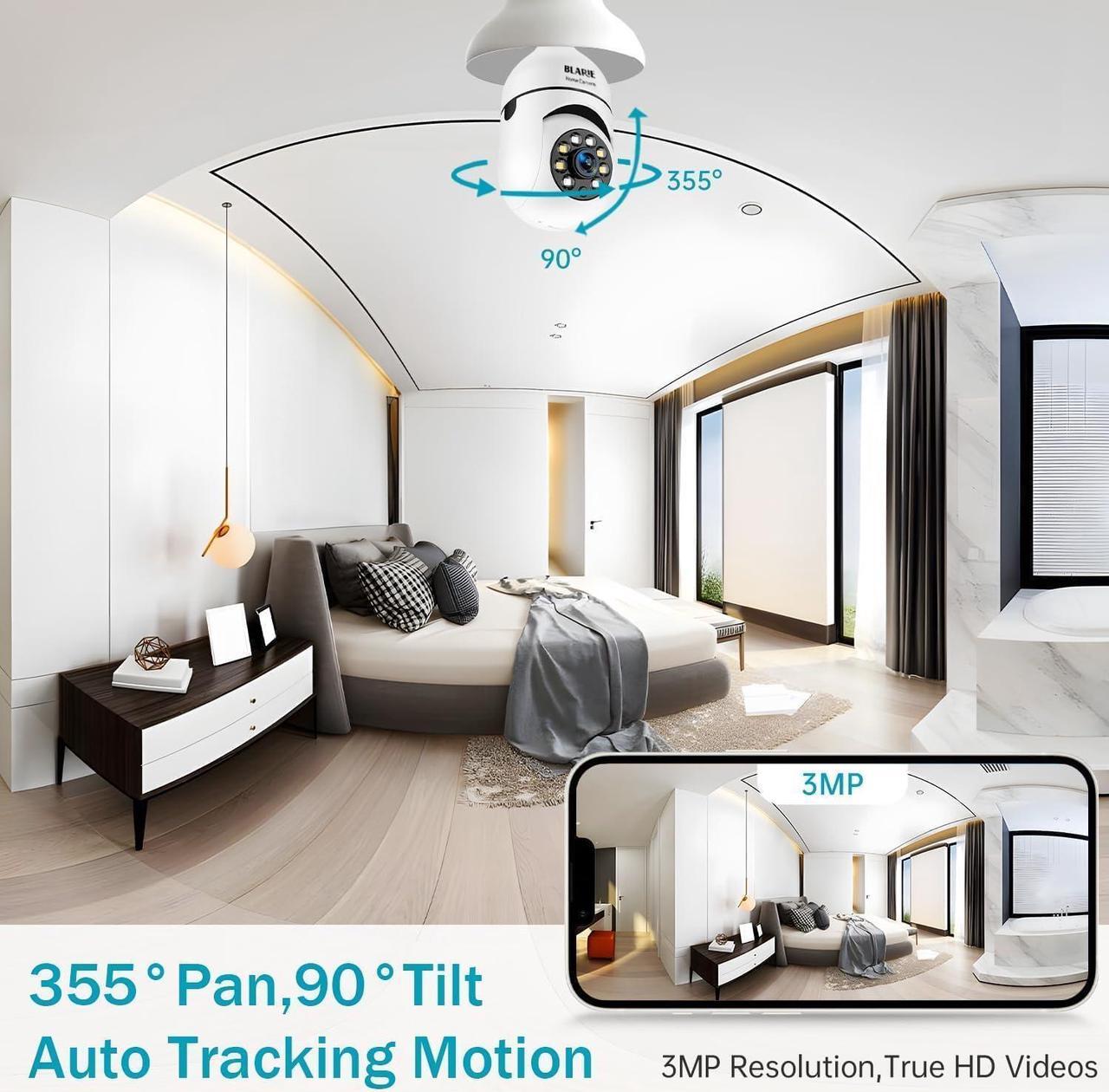 Alt view image 3 of 5 - 2024 Bright Guard 360 Light Socket Security Camera 360 Outdoor Wireless Light Eagle Eye Camera WiFi Full HD 1080p 5G Wireless Camera Outdoor E27 Night Vision, Infrared, Motion Detection, Optiguard