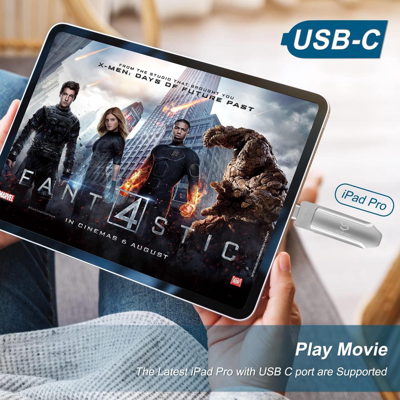 Alt view image 4 of 5 - JSL JDTDC MFi Certified 128GB iPhone-15-Photo-Stick USBC and Lightning Flash Drive for iPhone 15/14/13/12 Thumb-Drive-for-iPad-Memory External-Storage-Android-Photo-Backup iPhone-Photo-Tansfer-Stick