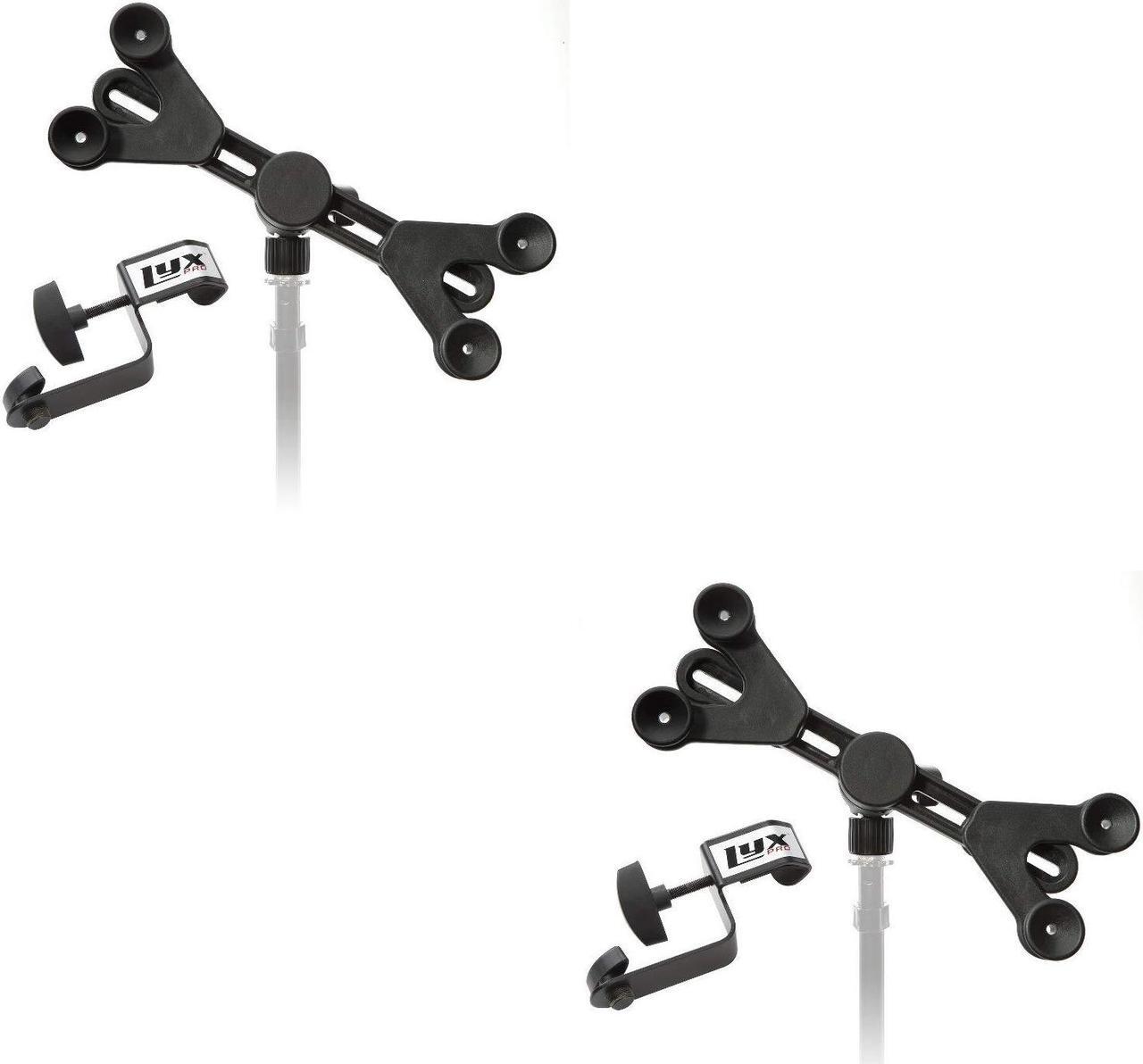 Main image of LyxPro 2 Pack Microphone Music Stand Mount Holder for Tablet iPhone Ipad Smartphone and Android Adjustable 360 Degree Swivel Tilt Support Arms 3 to 11.5 Inch with Extra Detachable Clip
