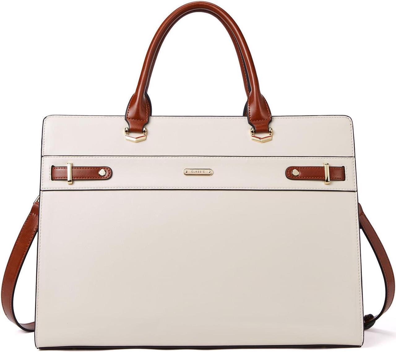 Main image of BROMEN Women Leather Briefcase 15.6 inch Vintage Laptop Tote Bag Business Work Shoulder Handbag