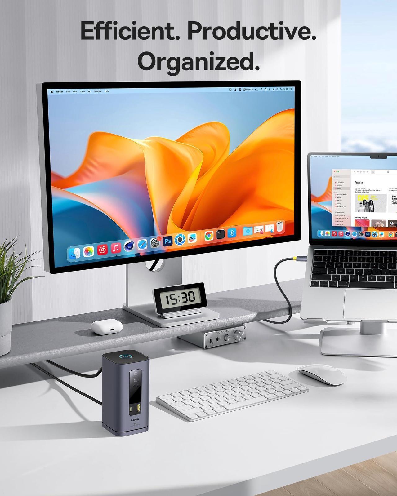 Alt view image 4 of 5 - [CES Picks Awards 2025] Baseus SpaceMate(MAC) Docking Station, USB C Docking Station 3 Monitors with 4K HDMI, 10Gbps USB Ports, 100W PD, Gigabit Ethernet, Audio, Laptop Docking Station for Mac & Win