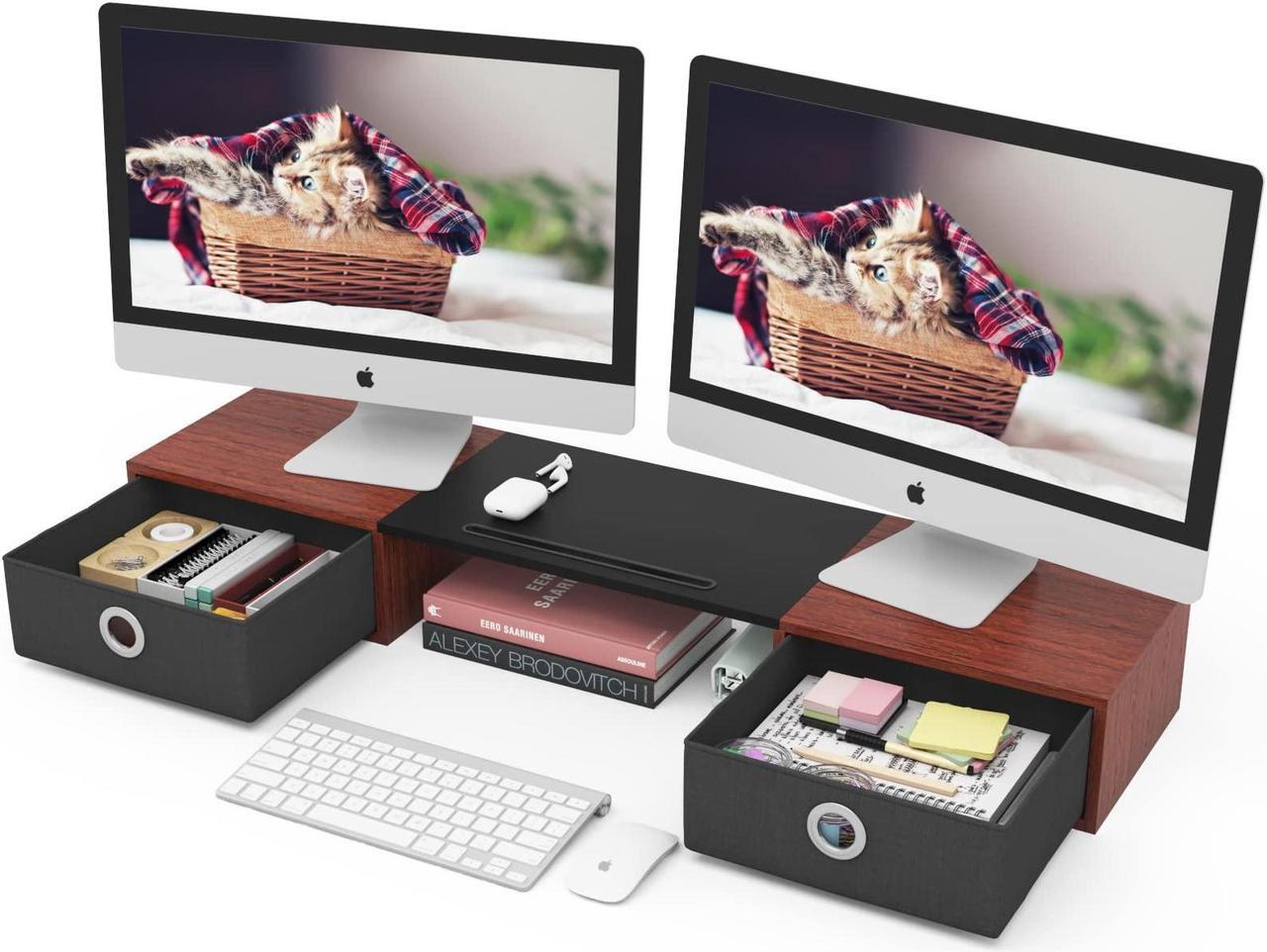 Main image of WESTREE Dual Monitor Stand Riser with Two Drawers, Extra Large Storage Monitor Stand for 2 Monitors, Desktop Oraganizer Stand for Computer,Laptop,Screen,Printer,TV