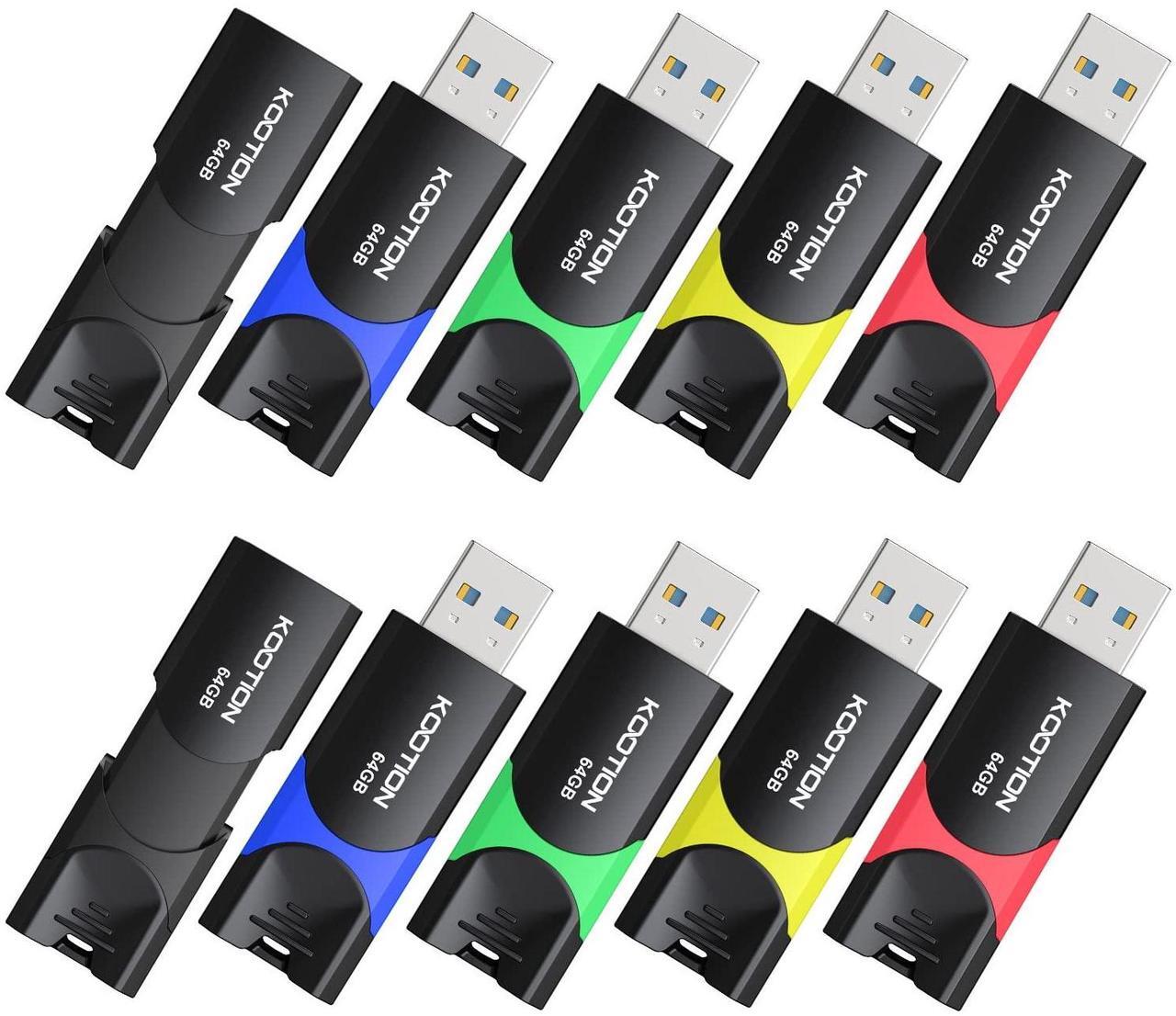 Main image of 64GB USB 3.0 Flash Drive 10 Pack KOOTION USB 3.0 Thumb Drive Retractable 64G Zip Drive Ultra High Speed USB Stick Jump Drive Rugged Memory Stick with LED Indicator for Data Storage and Transfer
