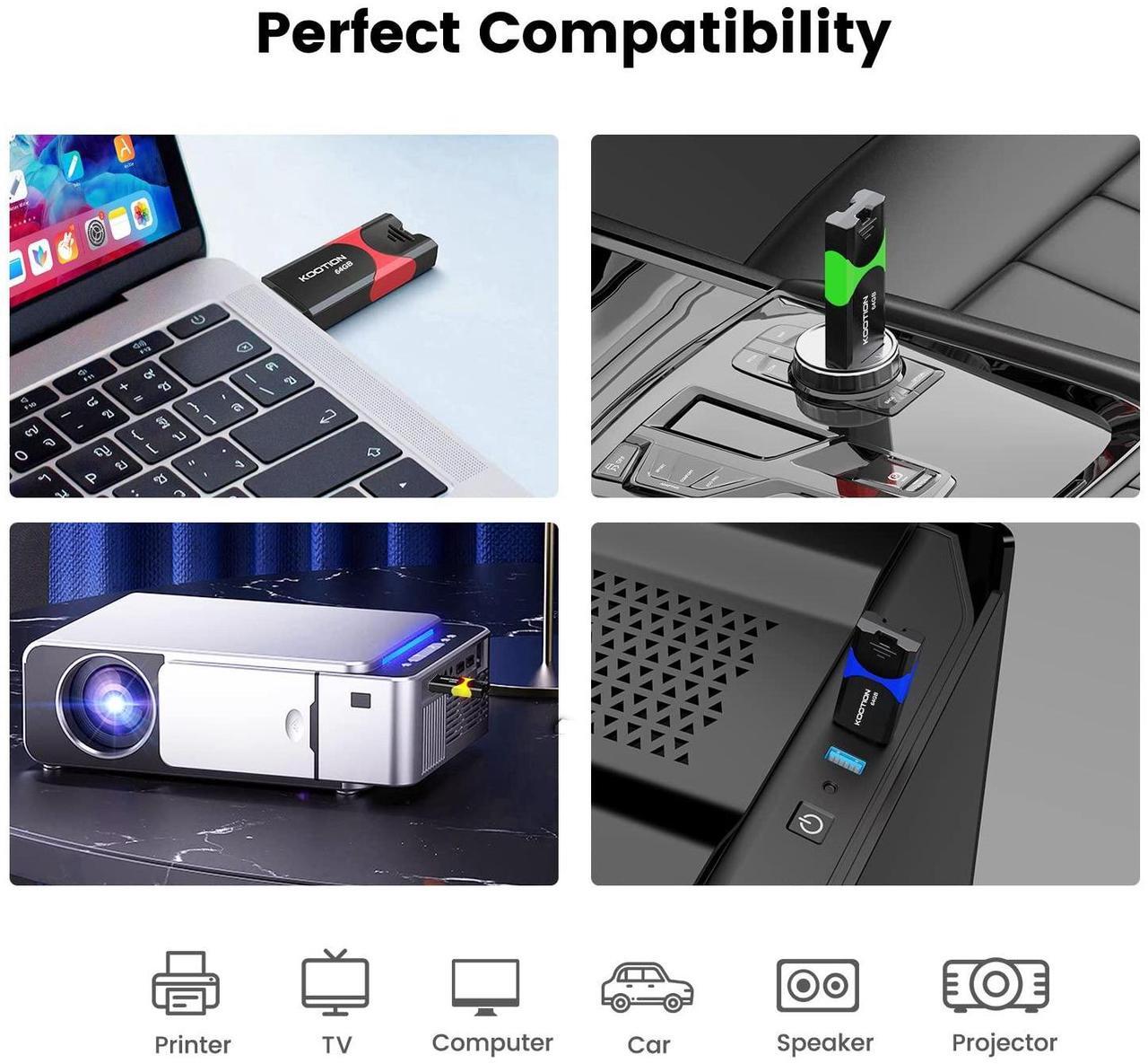 Alt view image 5 of 5 - 64GB USB 3.0 Flash Drive 10 Pack KOOTION USB 3.0 Thumb Drive Retractable 64G Zip Drive Ultra High Speed USB Stick Jump Drive Rugged Memory Stick with LED Indicator for Data Storage and Transfer