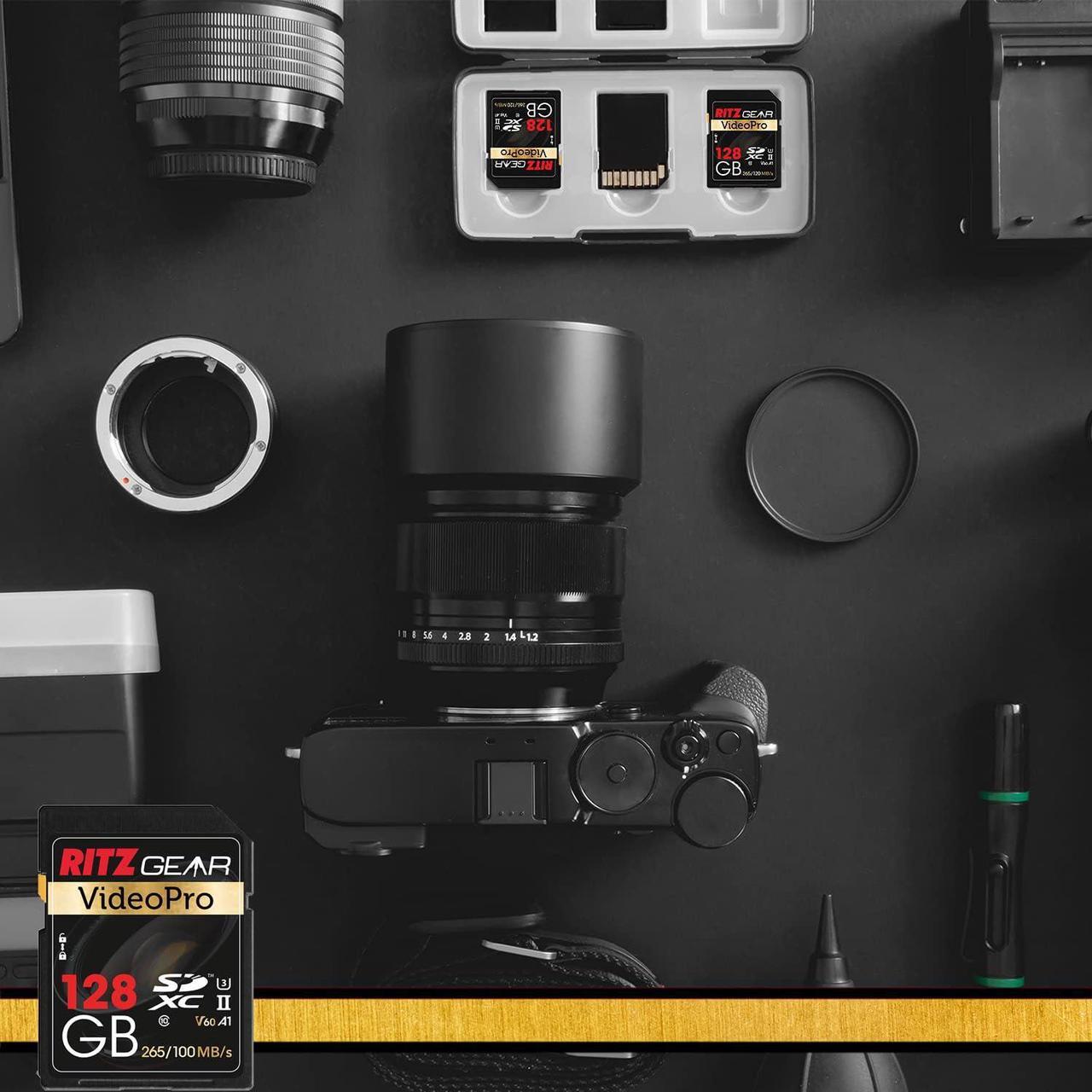 Alt view image 3 of 5 - Ritz Gear 128GB High-Speed SDXC UHS-II SD Card, C10, U3, V60, Full-HD & 8K Memory Card for DSLR, Cinema-Quality Video Cameras
