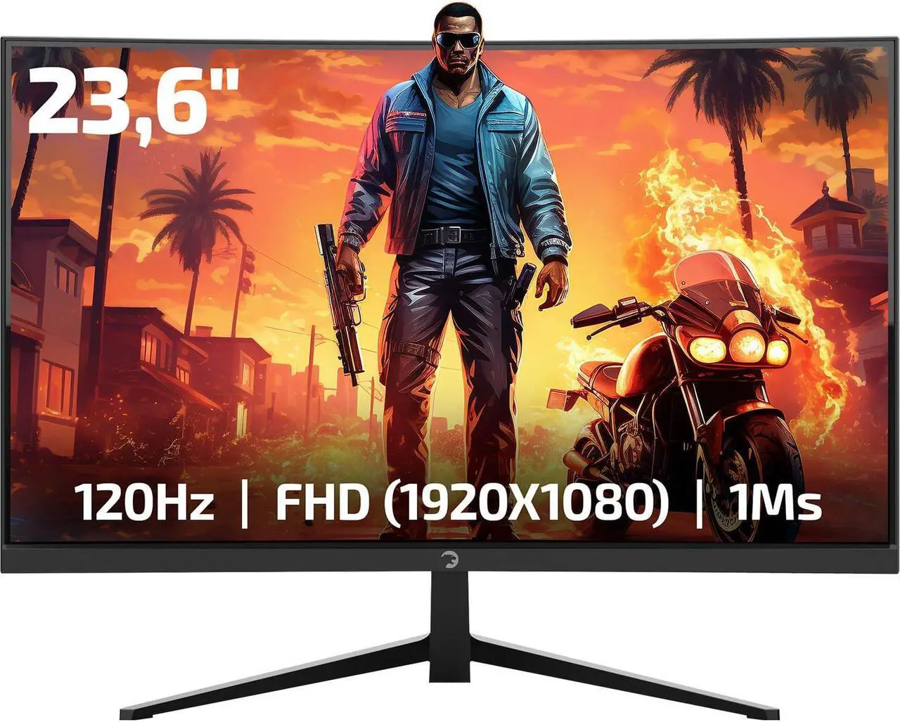 Main image of GAMEPOWER F10 23.6 Inch Curved Gaming Monitor, 120Hz 1080p Display, 1ms Response Time, AMD FreeSync, HDR Support, 125% sRGB, RGB Backlight, Dual Speakers, Zero Frame Design, HDMI and VGA Inputs,1800R