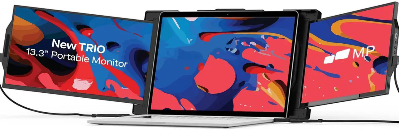 Main image of Trio 13.3" Mobile Pixels Portable Laptop Monitor(2025 Version), FHD IPS Triple Monitor with Built-in Kickstand, Type-C/USB A Laptop Screen Extender(Optional Magnets), Windows/Android/macOS/Switch