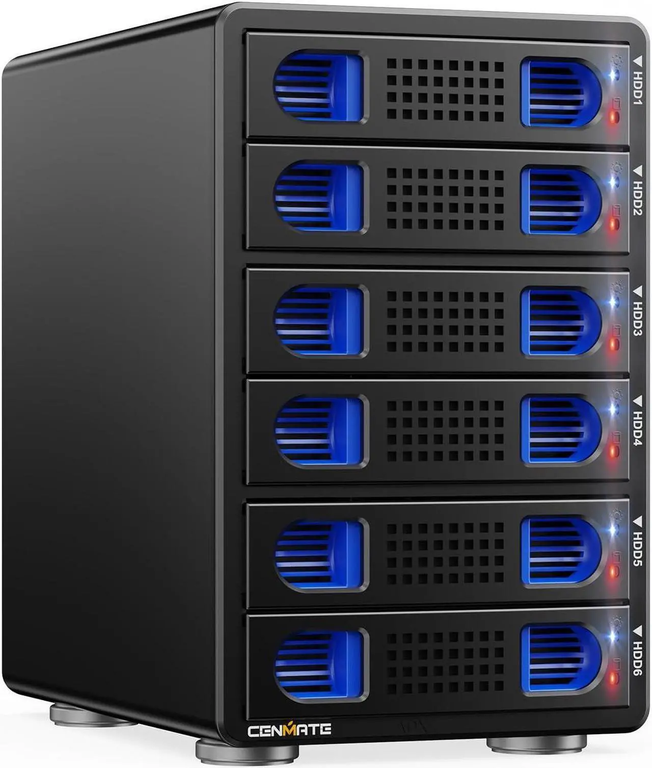 Main image of CENMATE 6 Bay Hard Drive Enclosure with Cooling Fan for 2.5"/3.5" SATA HDD/SSD with USB A/C 3.2 Gen 2, Support Hot Swappable, Daisy Chain Expansion, Tool-Free HDD Enclosure, DAS(NO RAID/NAS)