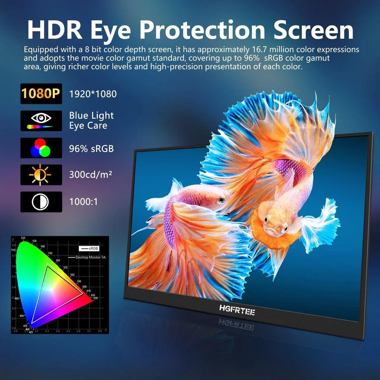 Alt view image 2 of 5 - HGFRTEE Portable Monitor 15.6" 1080P Portable Laptop Monitor FHD USB-C HDMI External Portable Screen Travel Monitor for Laptop/PC/Mac/Phone/Xbox Switch
