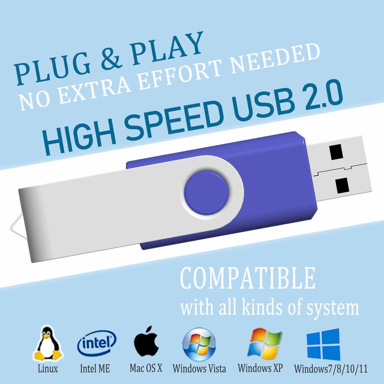 Alt view image 4 of 5 - 20-Pack 512MB USB Flash Drive, USB Drives 512 MB Bulk Memory Stick JBOS Swivel Thumb Drives Gig Stick USB2.0 Pen Drive for Embroidery Sewing Machine, Zip Drive, Jump Drive, USB Stick, Mixed Color
