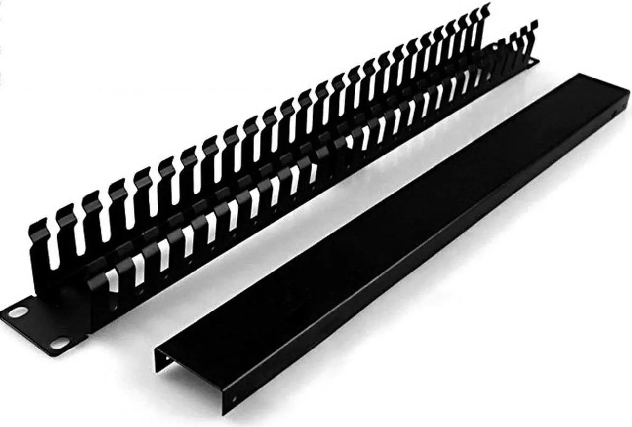 Alt view image 3 of 5 - Lancher 6-Pack 19 Inch 1U Cable Management Horizontal Cable Rack Mount Manager with mounting Screws for Service Rack Cabinet 24 Slot Finger Duct with Cover