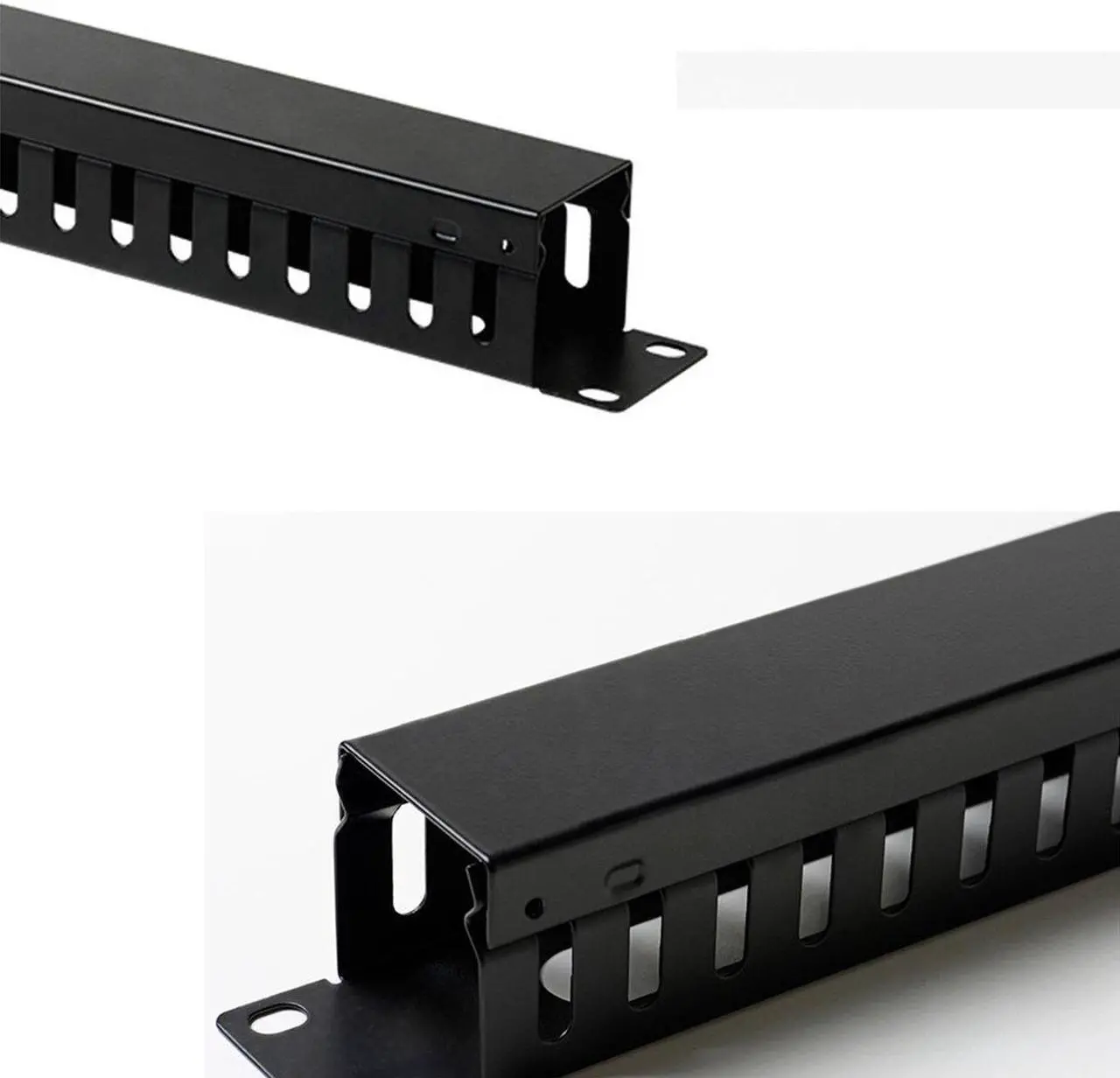 Alt view image 5 of 5 - Lancher 6-Pack 19 Inch 1U Cable Management Horizontal Cable Rack Mount Manager with mounting Screws for Service Rack Cabinet 24 Slot Finger Duct with Cover